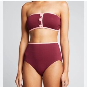 Kate Spade Contrast Pique Tapered Teo
Piece Bikini Swimsuit Set size M